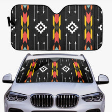 Load image into Gallery viewer, Black Tribal Art Designer Car Windshield Sun Shade