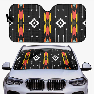 Black Tribal Art Designer Car Windshield Sun Shade