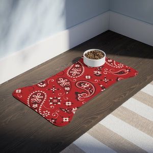 Designer Red Paisley Style Pet Feeding Mats