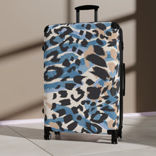 画像をギャラリービューアに読み込む, Tribal Art Designer Blue Animal Print Style Suitcase