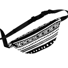 Load image into Gallery viewer, White &amp; Black Etched Style Tribal Art Fanny Pack