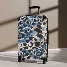 Cargar imagen en el visor de la galería, Tribal Art Designer Blue Animal Print Style Suitcase