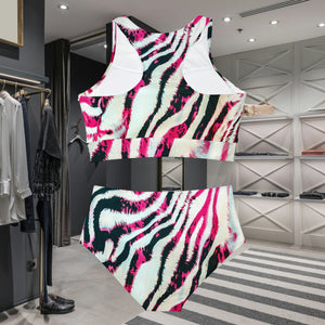 Simply Tribal Art Pink Take Over Zebra Sporty Bikini Set