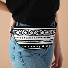 Load image into Gallery viewer, White &amp; Black Etched Style Tribal Art Fanny Pack