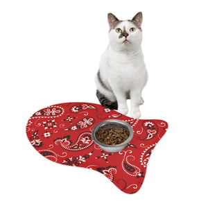 Designer Red Paisley Style Pet Feeding Mats