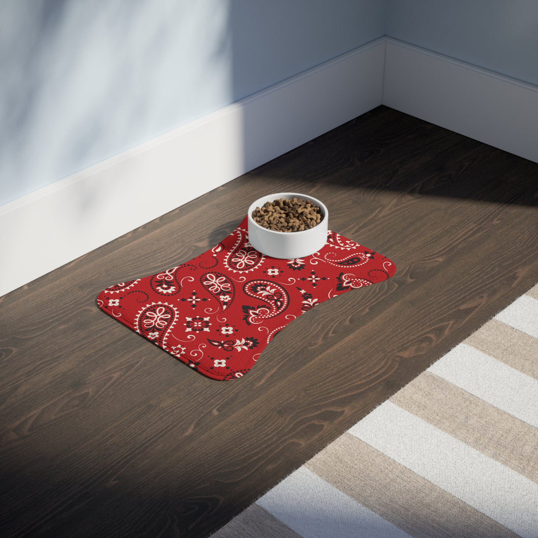 Designer Red Paisley Style Pet Feeding Mats