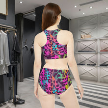 Cargar imagen en el visor de la galería, Simply Tribal Art Pink Take Over Colorful Leopard Sporty Bikini Set