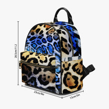 Laden Sie das Bild in den Galerie-Viewer, Designer Blue Animal Print  PU Backpack