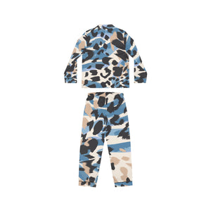 Blue Tribal Animal Print Women's Satin Pajamas
