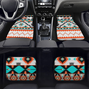 Tribal Art Designer Car Floor Mats - 4Pcs