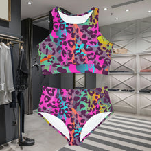 이미지를 갤러리 뷰어에 로드 , Simply Tribal Art Pink Take Over Colorful Leopard Sporty Bikini Set