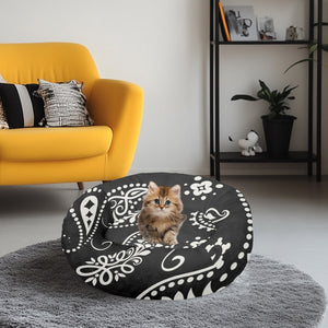 Black Paisley Round Pet Bed