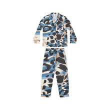 Load image into Gallery viewer, Blue Tribal Animal Print Women&#39;s Satin Pajamas