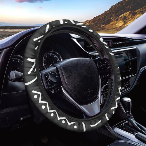 Black Tribal Designer Steering Wheel Cover