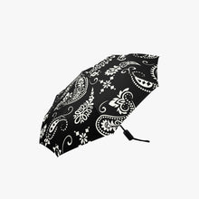 Load image into Gallery viewer, Designer Black Paisley Style Automatic UV Protection Umbrella