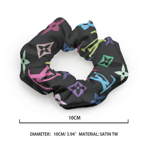 Designer Black Multi Color Summer Scrunchie