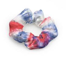 Load image into Gallery viewer, Designer Tye Dye Red, White and Blue Summer Scrunchie