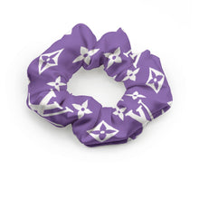 Load image into Gallery viewer, Designer Purple and White Summer Scrunchie