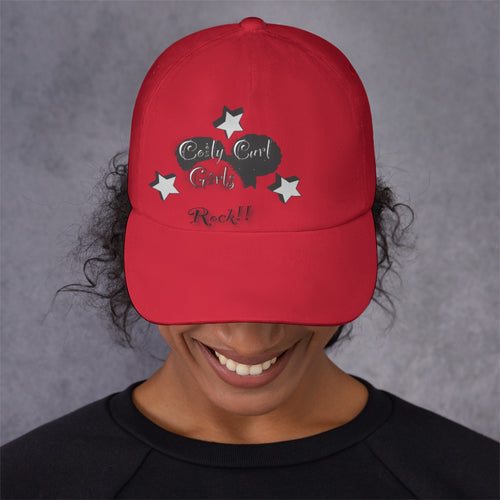 Coily Curl Girls Rock Red Peaked Cap