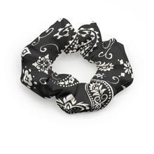 Cargar imagen en el visor de la galería, Designer Black Paisley Summer Scrunchie