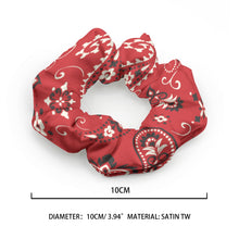 Cargar imagen en el visor de la galería, Designer Red Paisley Summer Scrunchie