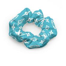 Cargar imagen en el visor de la galería, Designer Turquoise and White Summer Scrunchie