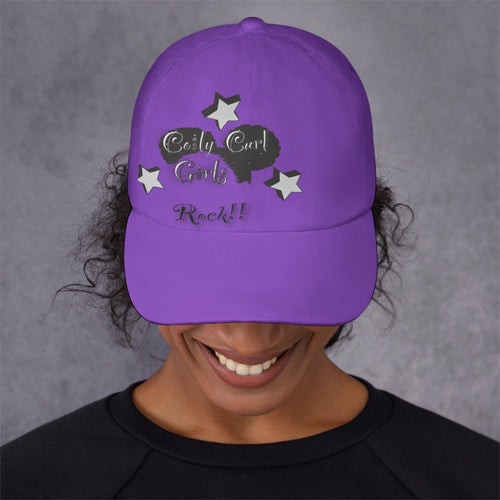 Coily Curl Girls Rock Purple Peaked Cap