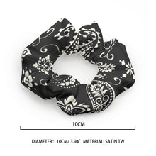 Cargar imagen en el visor de la galería, Designer Black Paisley Summer Scrunchie