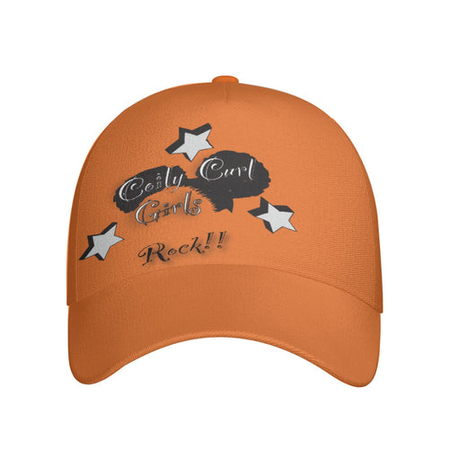 Coily Curl Girls Rock Orange Peaked Cap