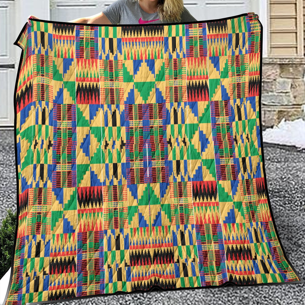 Designer African Inspired Kente Lightweight & Breathable Quilt With Edge-wrapping Strips