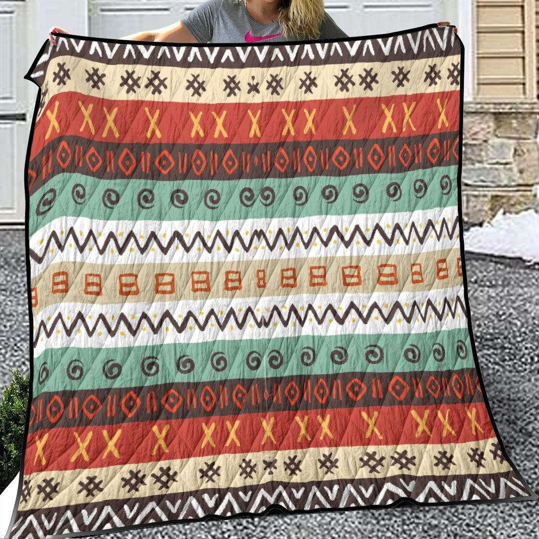 Designer Tribal Art Style Lightweight & Breathable Quilt With Edge-wrapping Strips