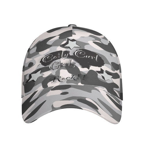 Coily Curl Girls Rock Camou Gray Peaked Cap