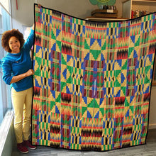 이미지를 갤러리 뷰어에 로드 , Designer African Inspired Kente Lightweight &amp; Breathable Quilt With Edge-wrapping Strips