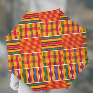 Designer African Kente Style. Automatic UV Protection Umbrella