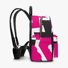 Cargar imagen en el visor de la galería, Designer Pink, Black &amp; White Tribal Art  PU Backpack