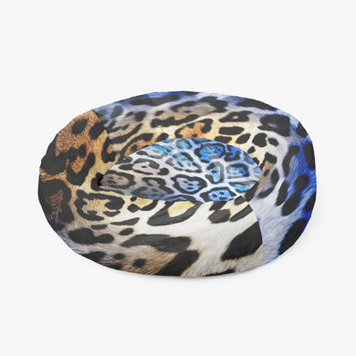 Blue Animal Print Round Size Pet Bed