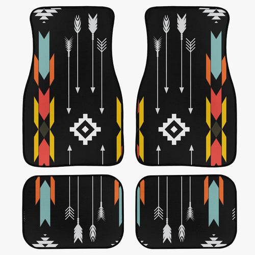Black Tribal Art  Car Floor Mats - 4Pcs