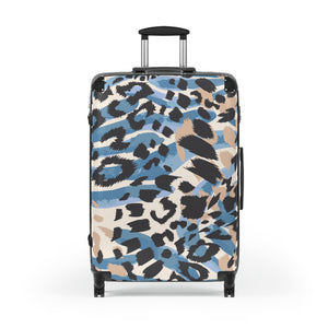 Tribal Art Designer Blue Animal Print Style Suitcase