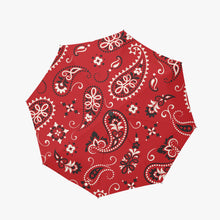 Load image into Gallery viewer, Designer Red Paisley Style Automatic UV Protection Umbrella