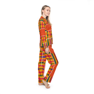 Tribal Kente Style Print Women's Satin Pajamas