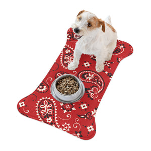 Designer Red Paisley Style Pet Feeding Mats