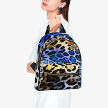 Laden Sie das Bild in den Galerie-Viewer, Designer Blue Animal Print  PU Backpack