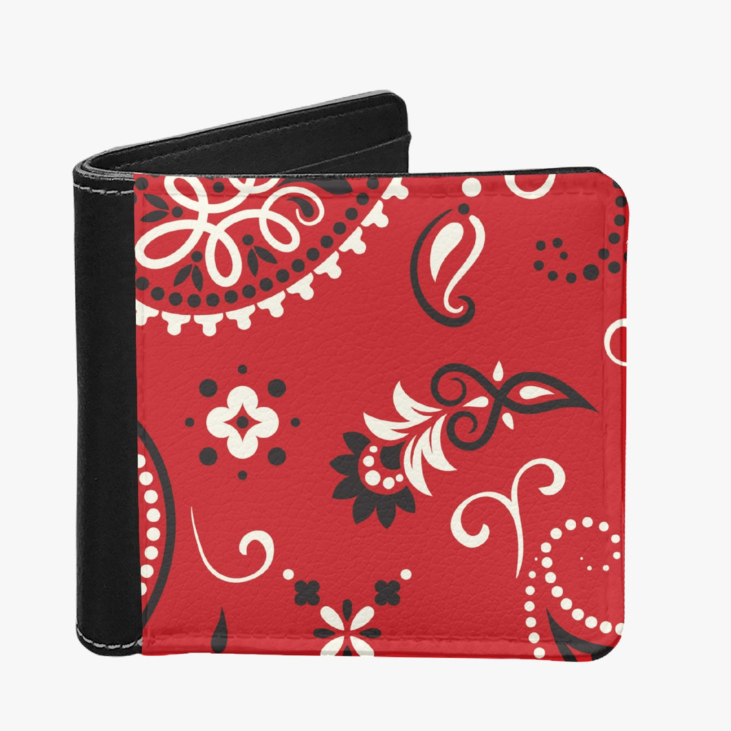 Red Paisley Designer Bifold Men's Wallet