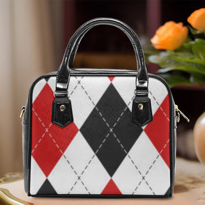 Designer Argyle Style.Casual Leather Saddle Bag