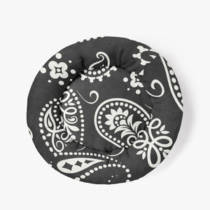 Black Paisley Round Pet Bed