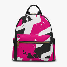 Cargar imagen en el visor de la galería, Designer Pink, Black &amp; White Tribal Art  PU Backpack