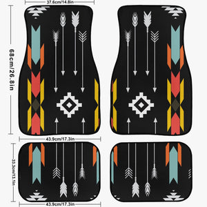 Black Tribal Art  Car Floor Mats - 4Pcs