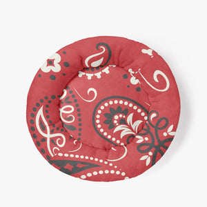 Red Paisley Round Pet Bed