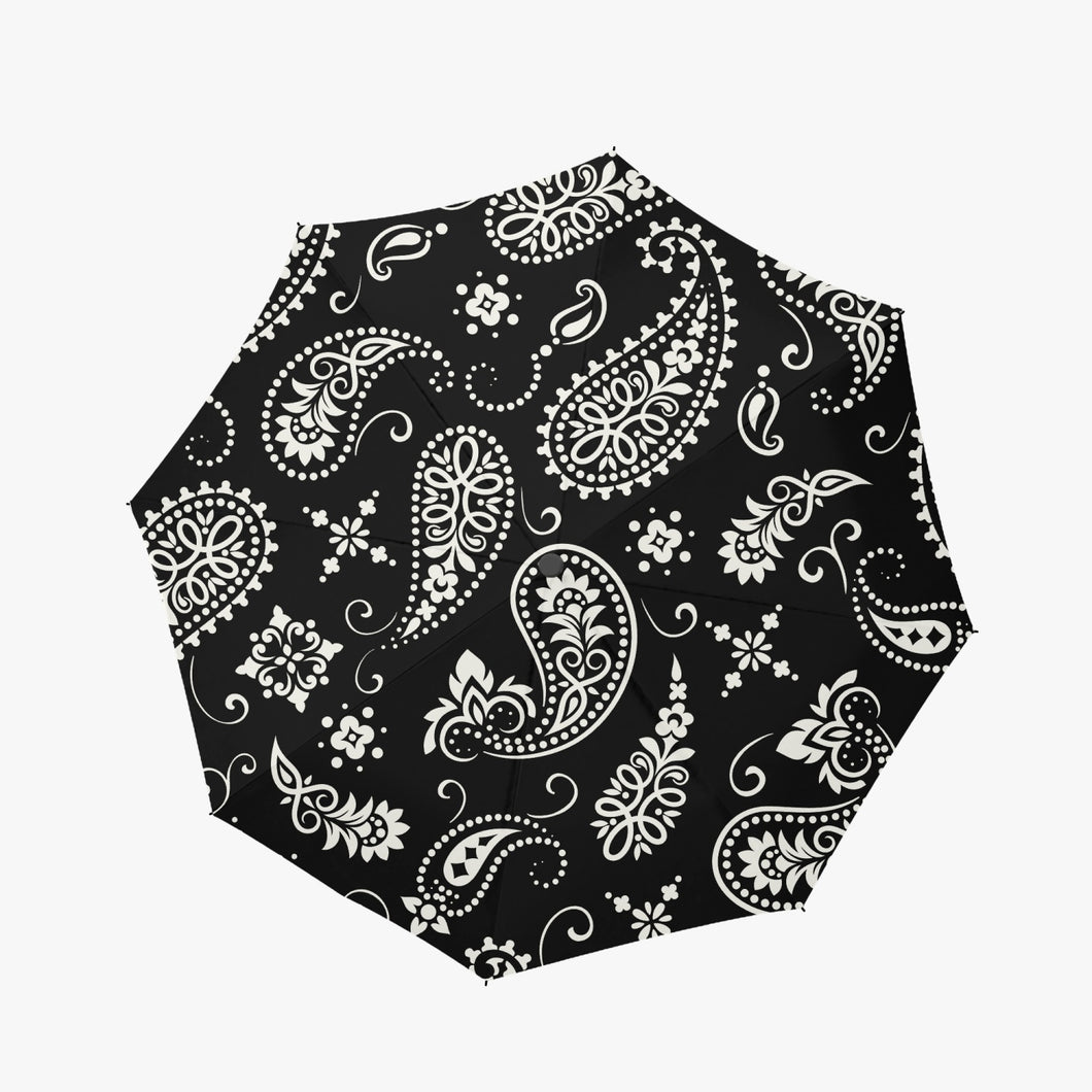 Designer Black Paisley Style Automatic UV Protection Umbrella