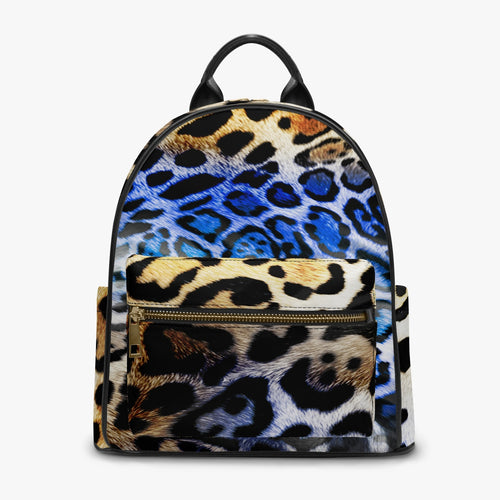Designer Blue Animal Print  PU Backpack